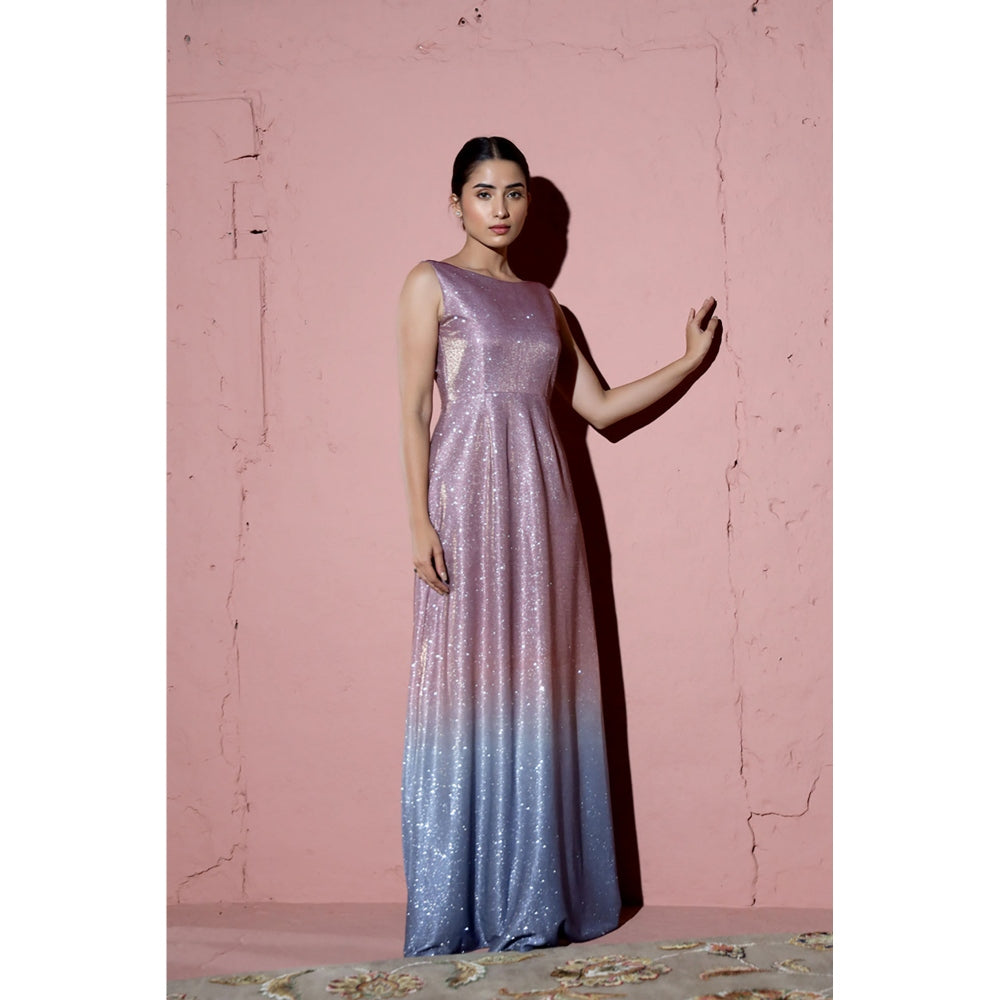 AlterEGO Sabrina Bateau Neck Ombre Shimmer Maxi