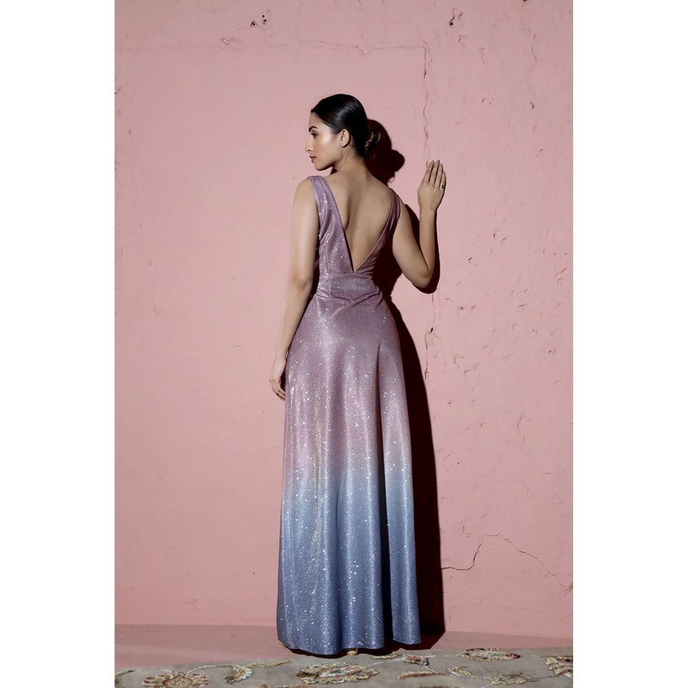 AlterEGO Sabrina Bateau Neck Ombre Shimmer Maxi