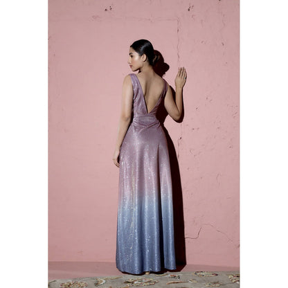 AlterEGO Sabrina Bateau Neck Ombre Shimmer Maxi