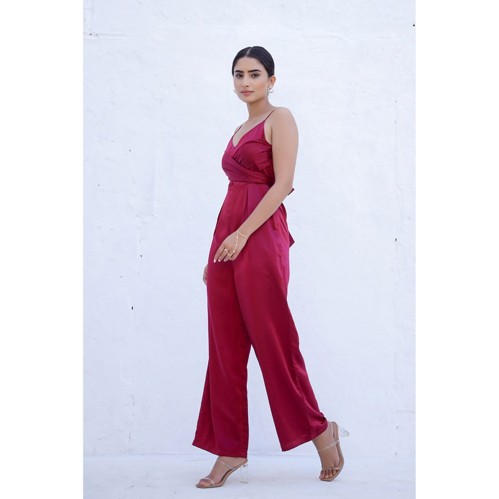 AlterEGO Annie - Tie Back Wine Jumpsuit