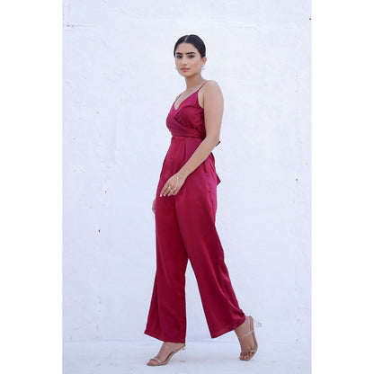 AlterEGO Annie - Tie Back Wine Jumpsuit