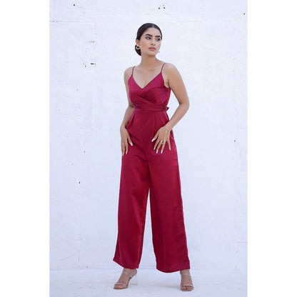 AlterEGO Annie - Tie Back Wine Jumpsuit