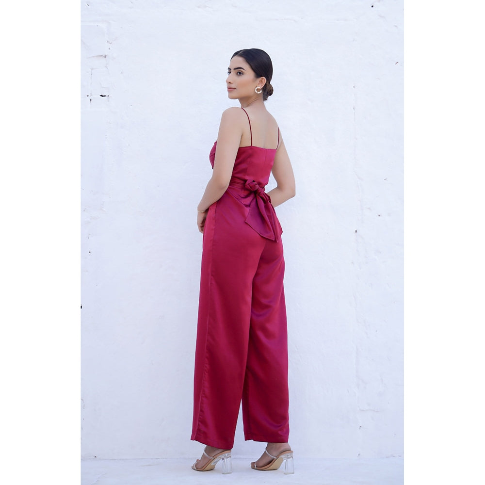 AlterEGO Annie - Tie Back Wine Jumpsuit