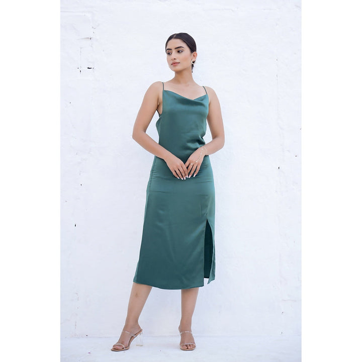 AlterEGO Phoebe - Emerald Satin Slip Dress