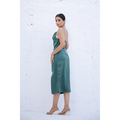 AlterEGO Phoebe - Emerald Satin Slip Dress