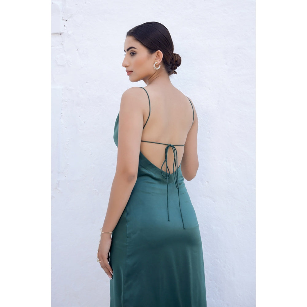 AlterEGO Phoebe - Emerald Satin Slip Dress