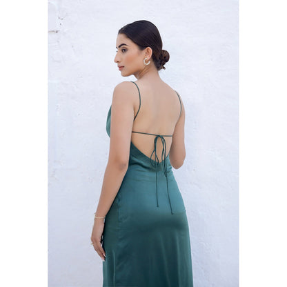AlterEGO Phoebe - Emerald Satin Slip Dress
