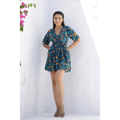AlterEGO Lucile - Blue Tiger Print Dress