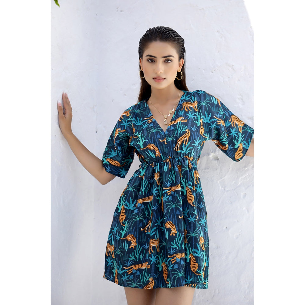 AlterEGO Lucile - Blue Tiger Print Dress