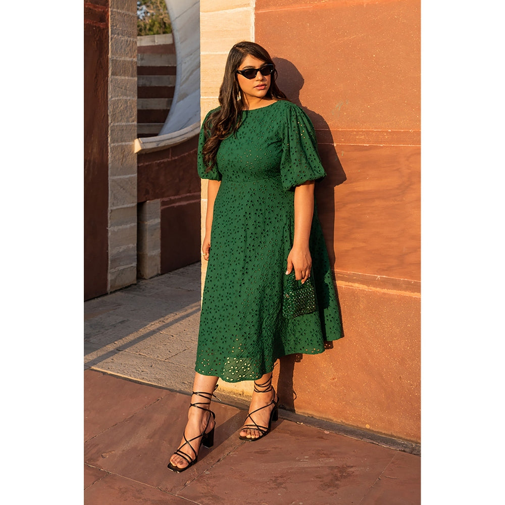 AlterEGO Irene - Eyelet Embroidery Emerald Midi