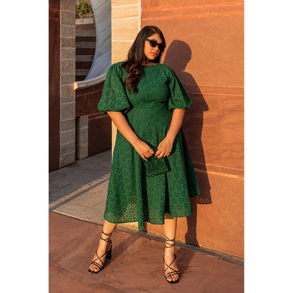 AlterEGO Irene - Eyelet Embroidery Emerald Midi
