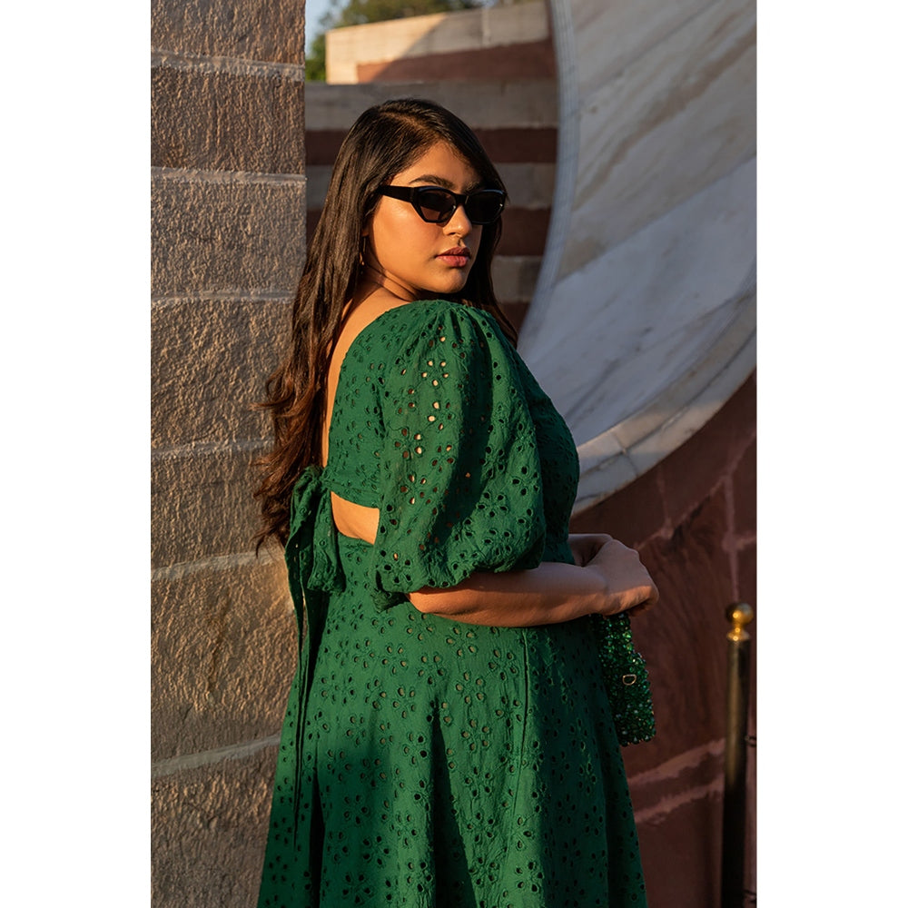 AlterEGO Irene - Eyelet Embroidery Emerald Midi