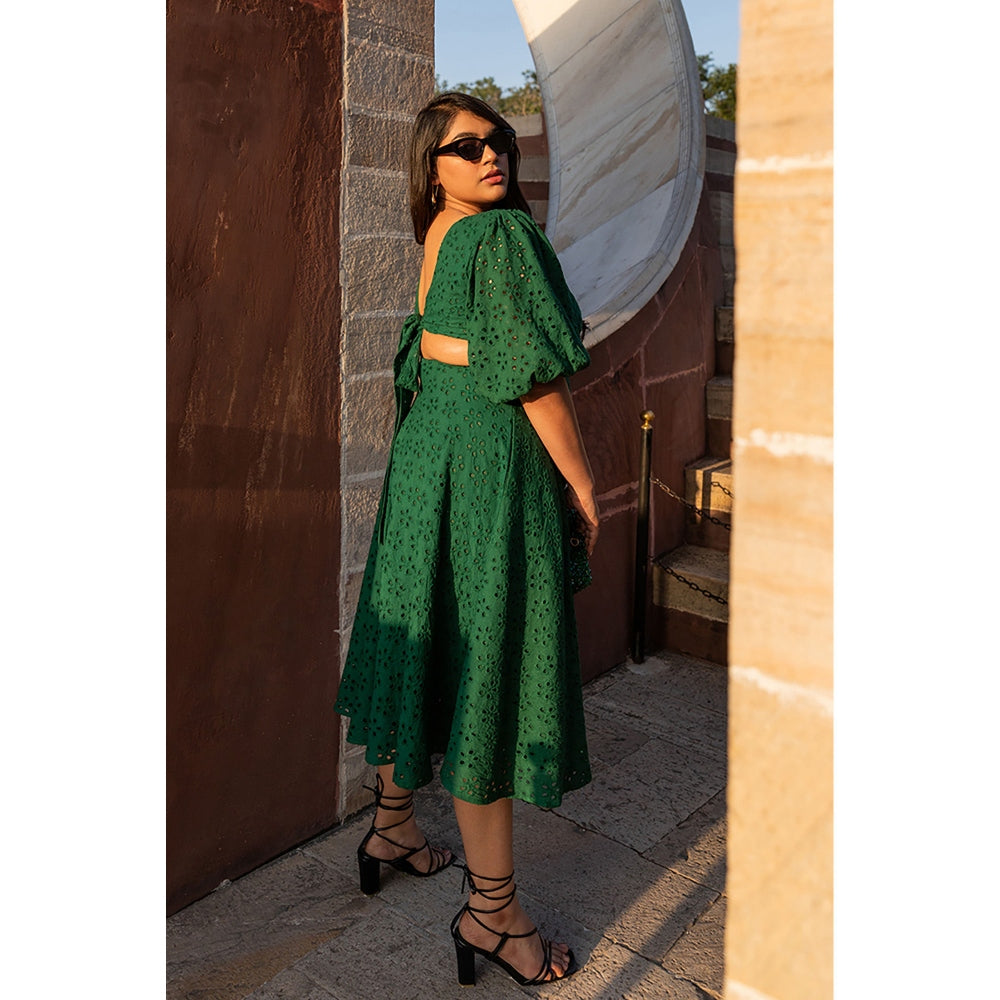 AlterEGO Irene - Eyelet Embroidery Emerald Midi
