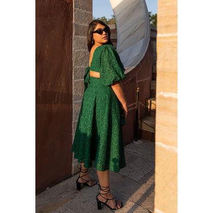 AlterEGO Irene - Eyelet Embroidery Emerald Midi