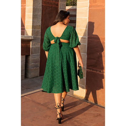 AlterEGO Irene - Eyelet Embroidery Emerald Midi