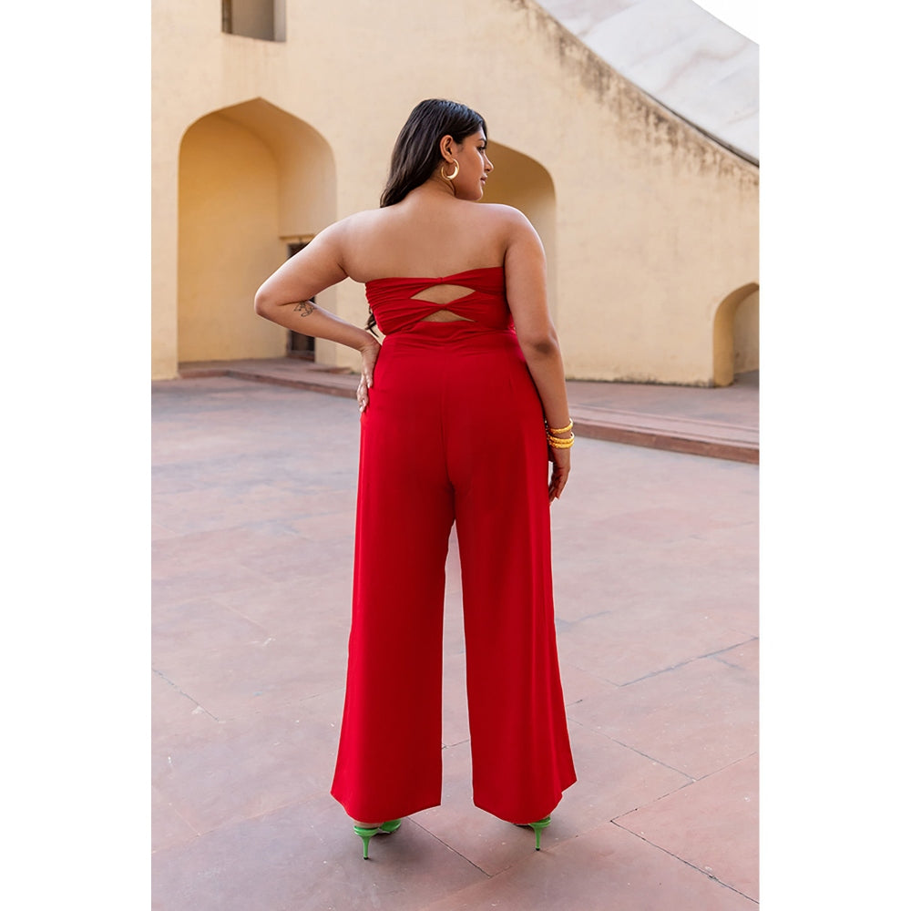 AlterEGO Sadie- Showdown Jumpsuit-Black, Red, And Hot Pink