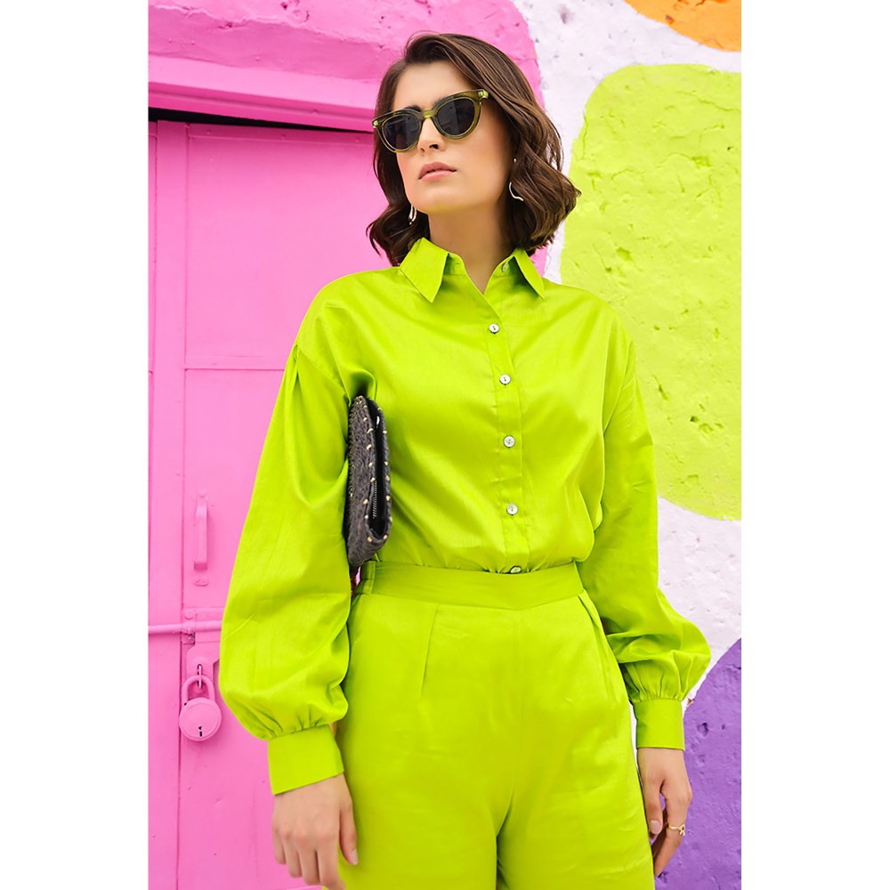 Neon Green Shirt Dress Buy Light Green Stretch Plain Slim Fit