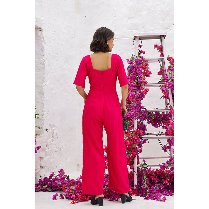 AlterEGO Mable Front ruched Pink jumpsuit