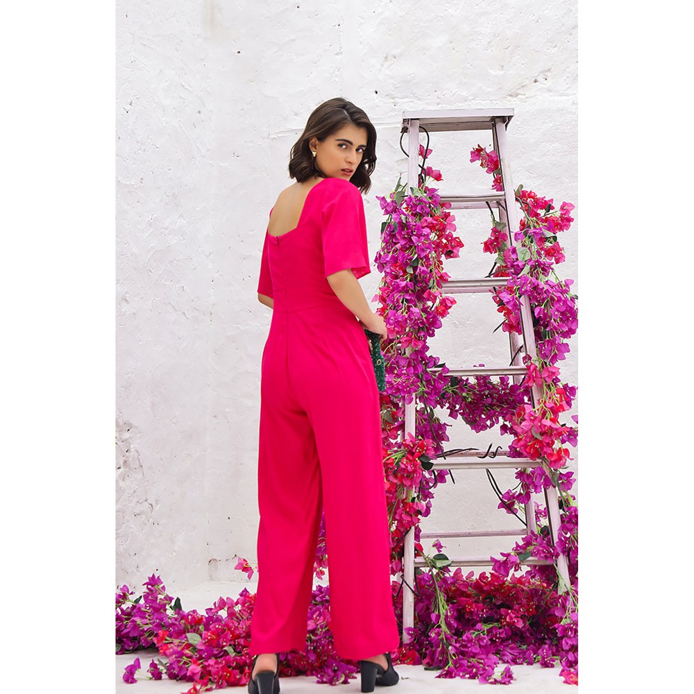 AlterEGO Mable Front ruched Pink jumpsuit