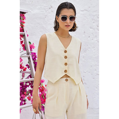 AlterEGO Zoey Summer Vest White Co-Ord (Set of 2)