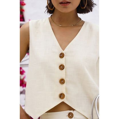 AlterEGO Zoey Summer Vest White Co-Ord (Set of 2)