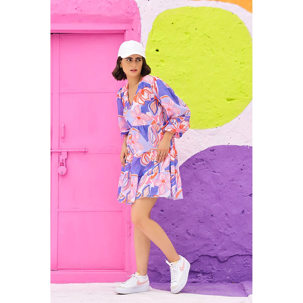 AlterEGO Ammy Day Doodle Blue Mini Dress