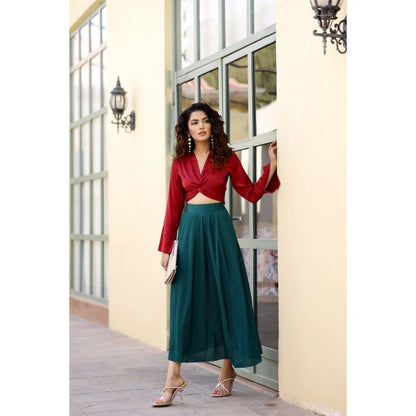 AlterEGO Simone Front Knot Detail Red Crop Top
