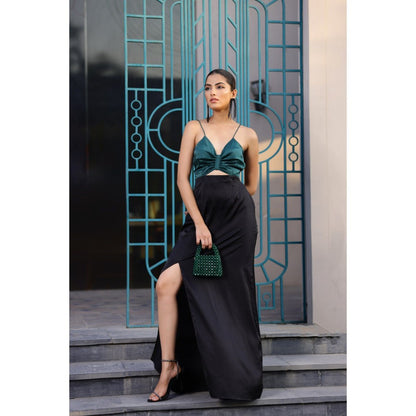 AlterEGO Bridgette Butterfly Bust Two Toned Maxi Dress