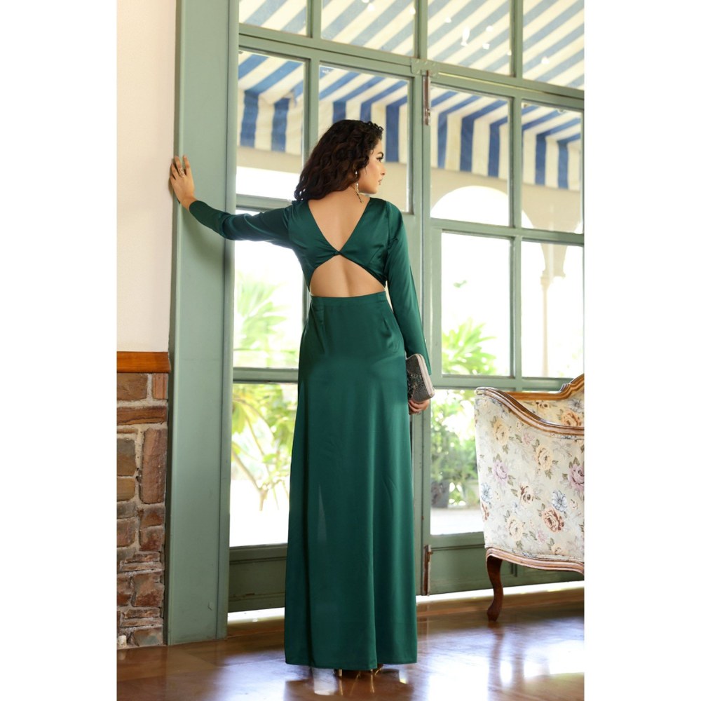 AlterEGO Serena Emerald Back Detailed Maxi Dress