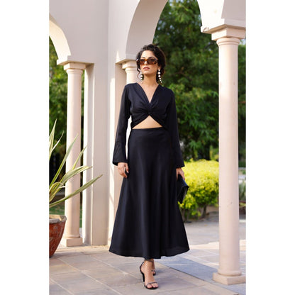 AlterEGO Lydia Bias Flow Black Maxi Skirt