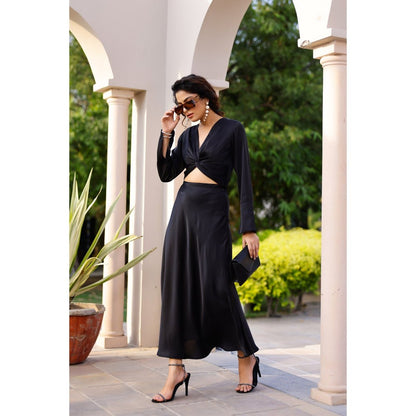 AlterEGO Lydia Bias Flow Black Maxi Skirt
