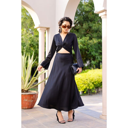 AlterEGO Lydia Bias Flow Black Maxi Skirt