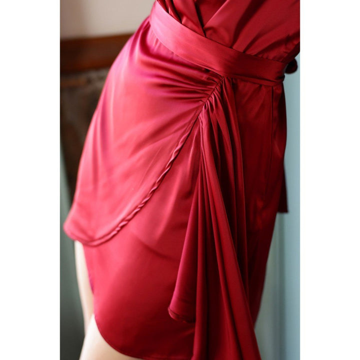 AlterEGO Inaya Satin Silk Overlap Mini Dress