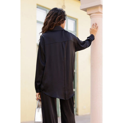 AlterEGO Iris Unbasic Satin Silk Black Shirt