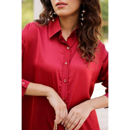 AlterEGO Iris Unbasic Satin Silk Red Shirt