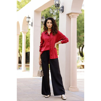 AlterEGO Iris Unbasic Satin Silk Red Shirt