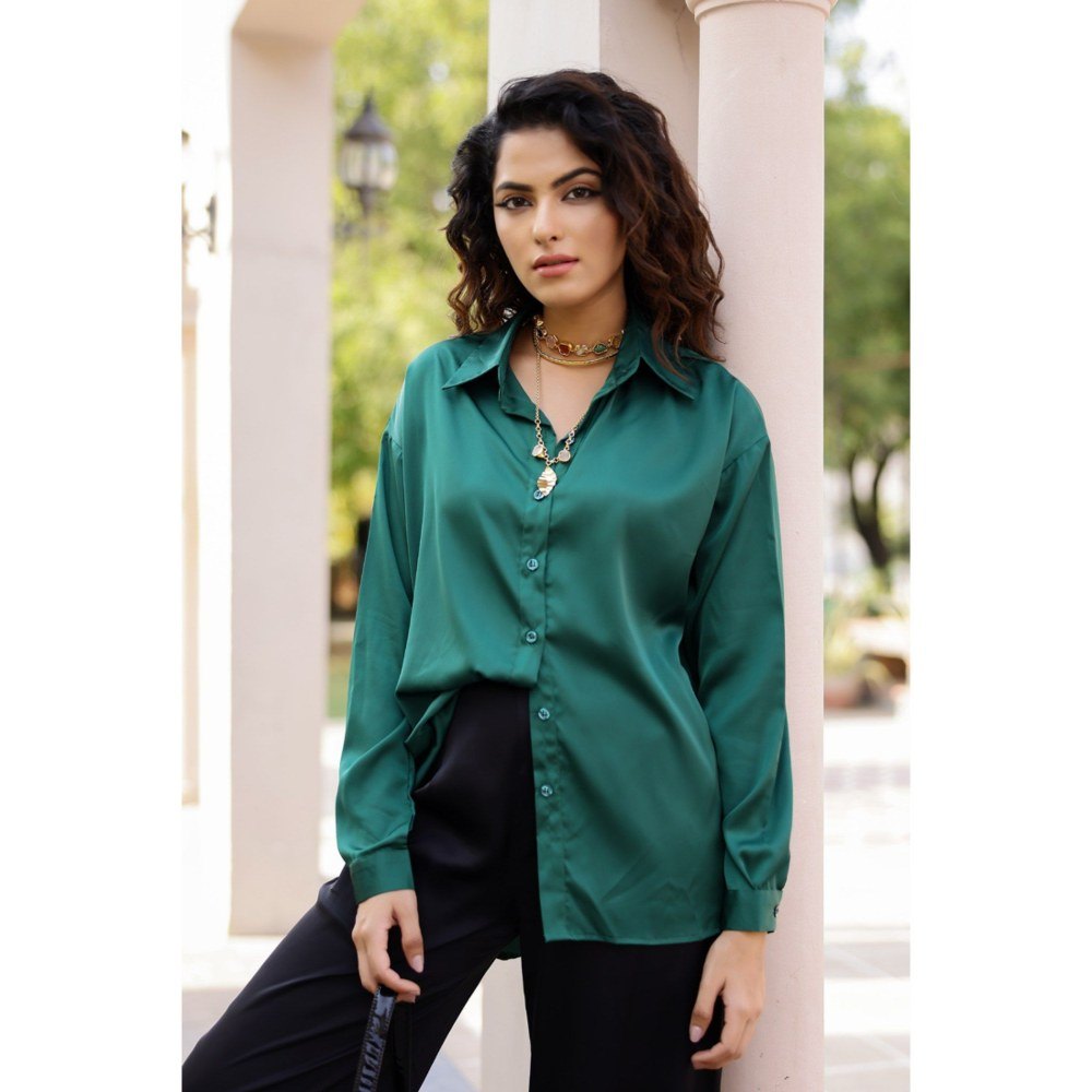 AlterEGO Iris Unbasic Satin Silk Green Shirt