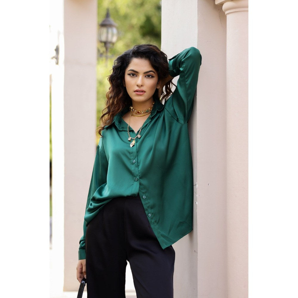 AlterEGO Iris Unbasic Satin Silk Green Shirt