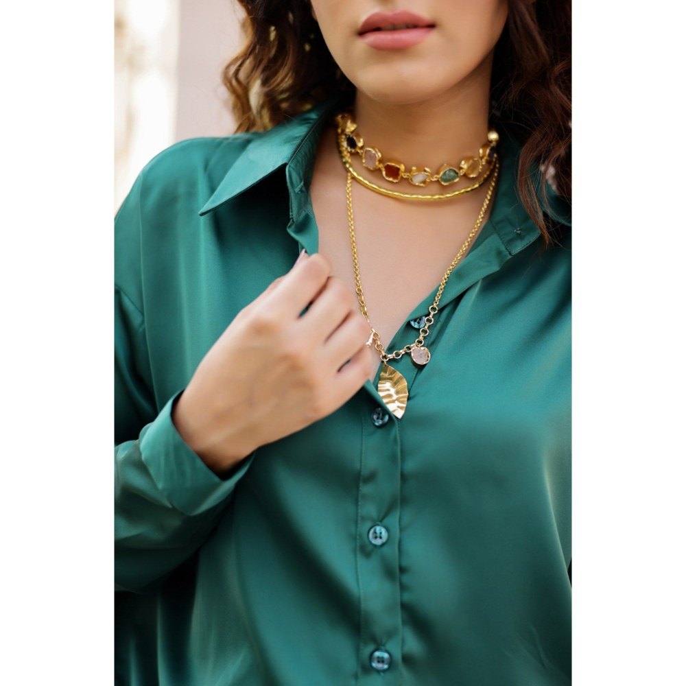 AlterEGO Iris Unbasic Satin Silk Green Shirt