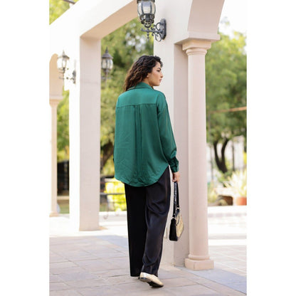 AlterEGO Iris Unbasic Satin Silk Green Shirt