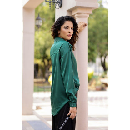 AlterEGO Iris Unbasic Satin Silk Green Shirt