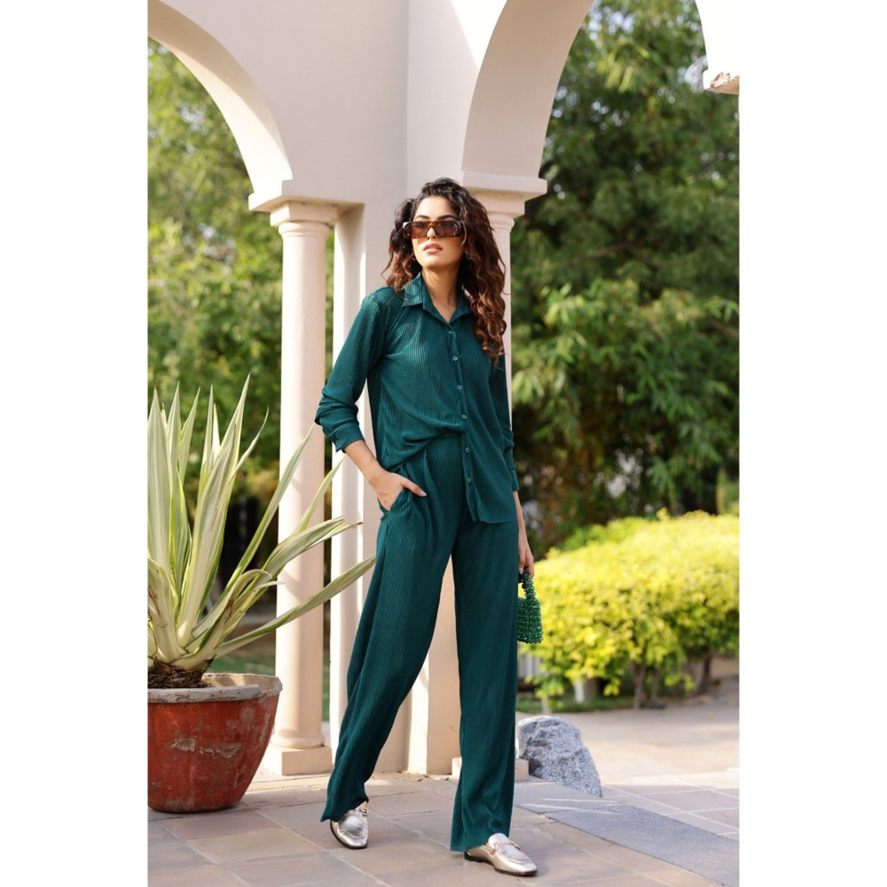 AlterEGO Emerson Emerald Pleated Shirt with Pant (Set of 2)
