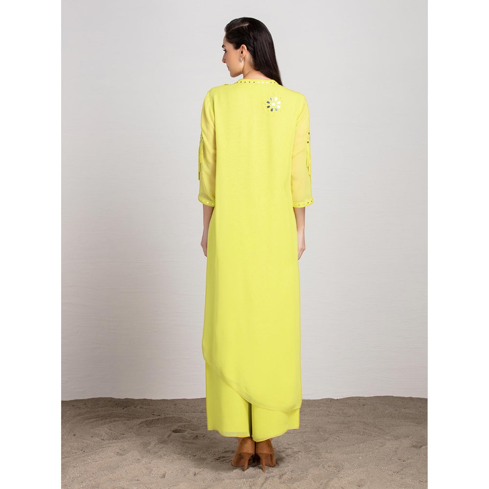 AMPM Georgette Adah Lime Yellow Suit Set (Set Of 3)