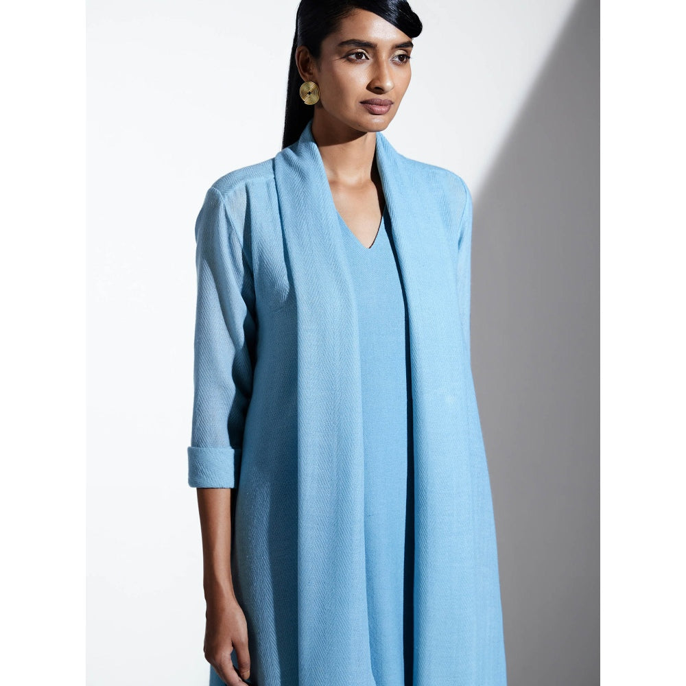 AMPM Azra Azure Blue Jacket In Wool