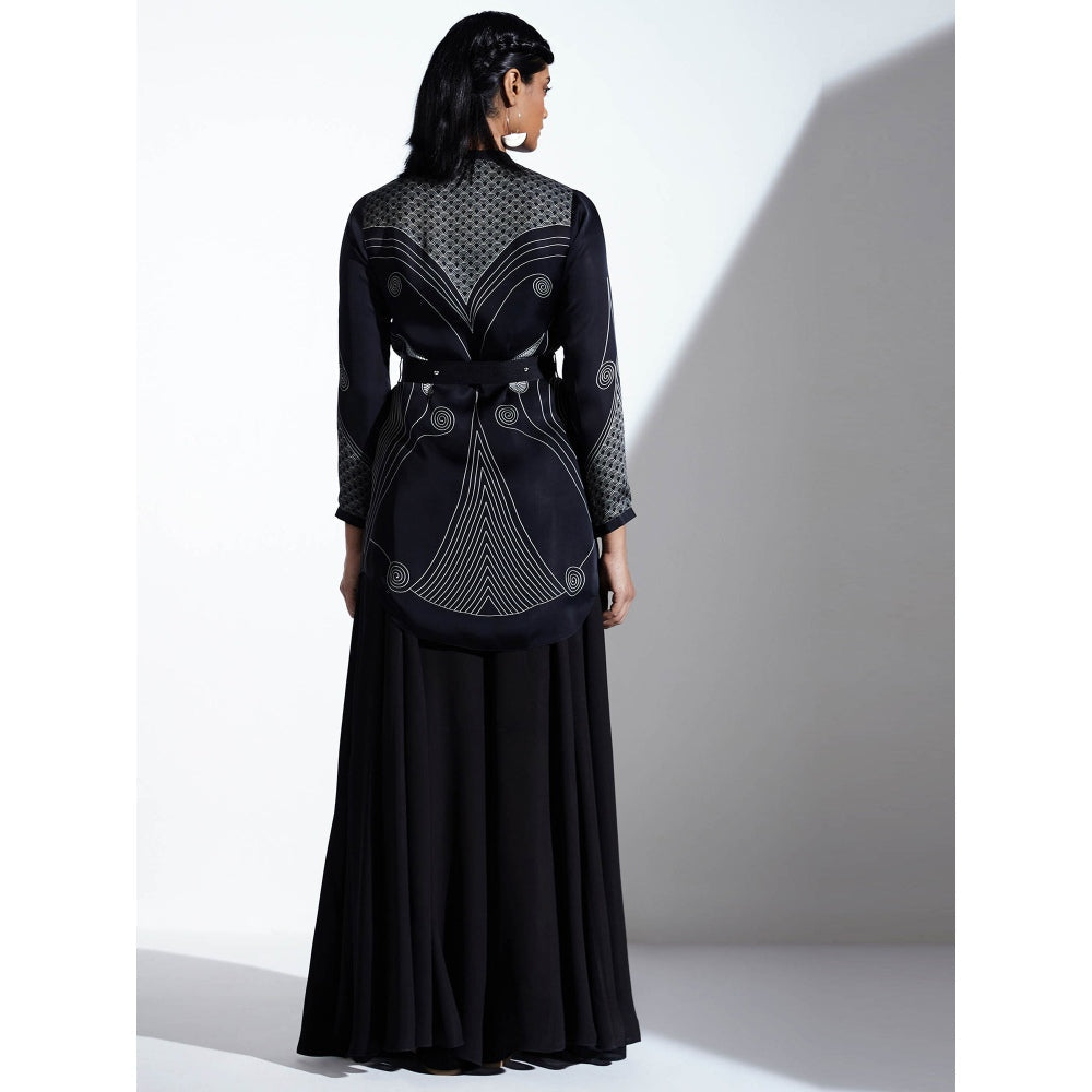 AMPM Aidah Black Shirt Set In Silk Organza (Set of 3)