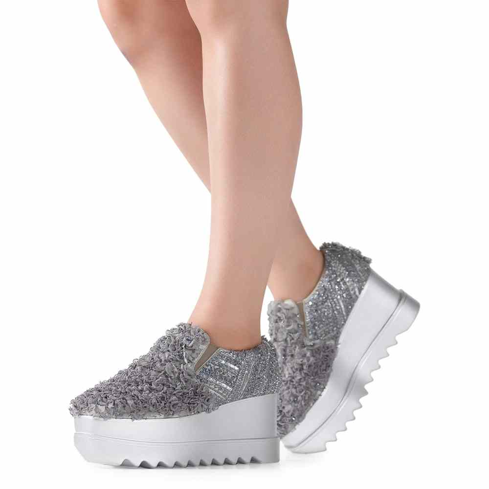 Anaar Frills & Friends Grey Womens Sneakers