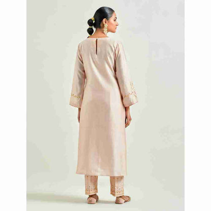 Anantaa by Roohi Trehan Beige Hand Embroidered Silk Chanderi Kurta with Gota