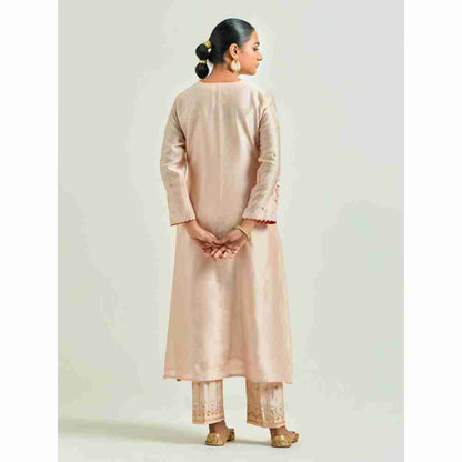 Anantaa by Roohi Trehan Beige Hand Embroidered Silk Chanderi Kurta with Gota