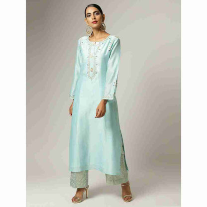 Anantaa Blue Silk Chanderi Embroidery Kurta