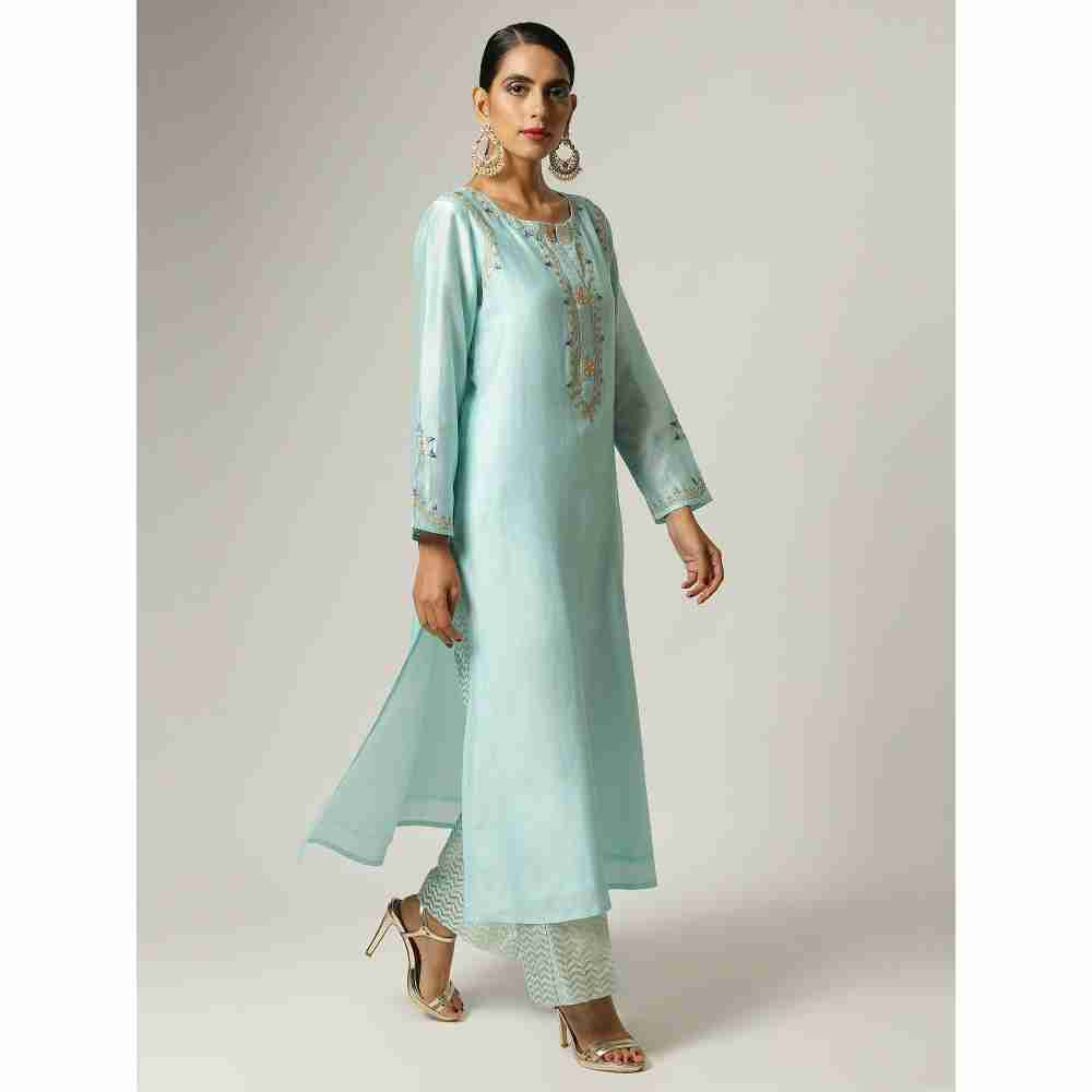Anantaa Blue Silk Chanderi Embroidery Kurta